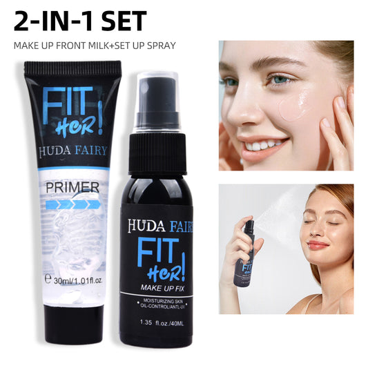 Cross-border Hot Makeup Pre-emulsion Dressing Water 2 IN1 Suit Makeup Pre-isolation Lasting Zero Pore Dressing Spray Makeup